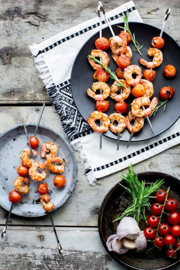 Grilled Shrimp Skewers with Tomato, Garlic & Herbs