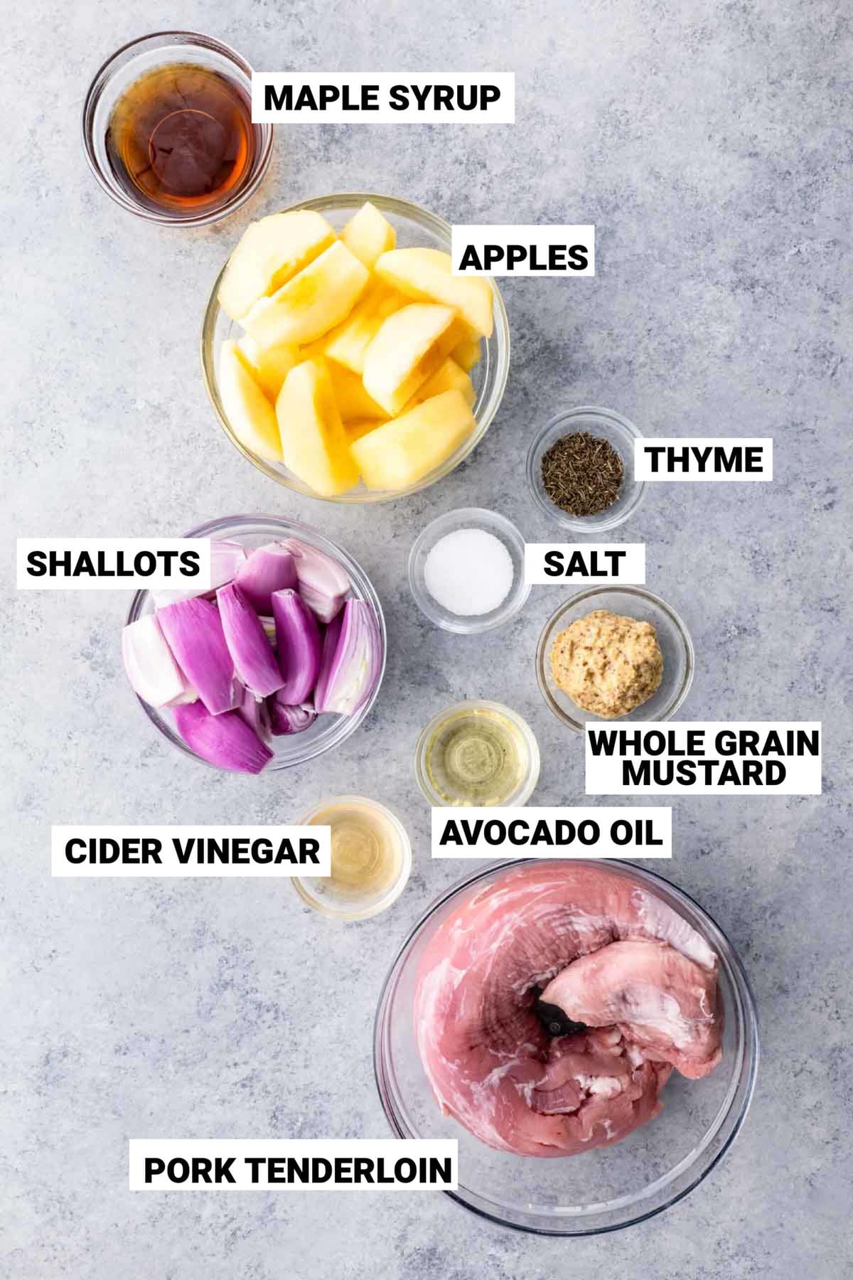 ingredients for the recipe with text overlay to label them
