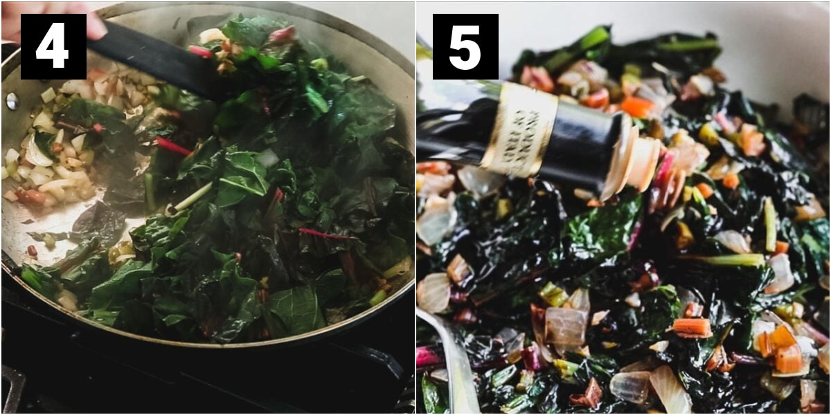 cook the chard until wilted then finish with balsamic