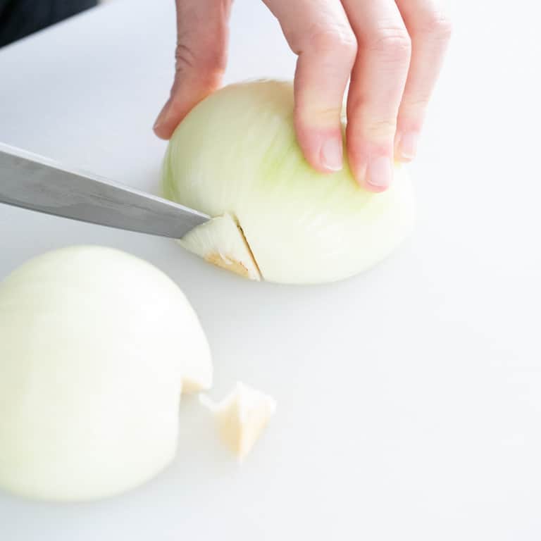 For sliced onion, remove the core of the onion before slicing