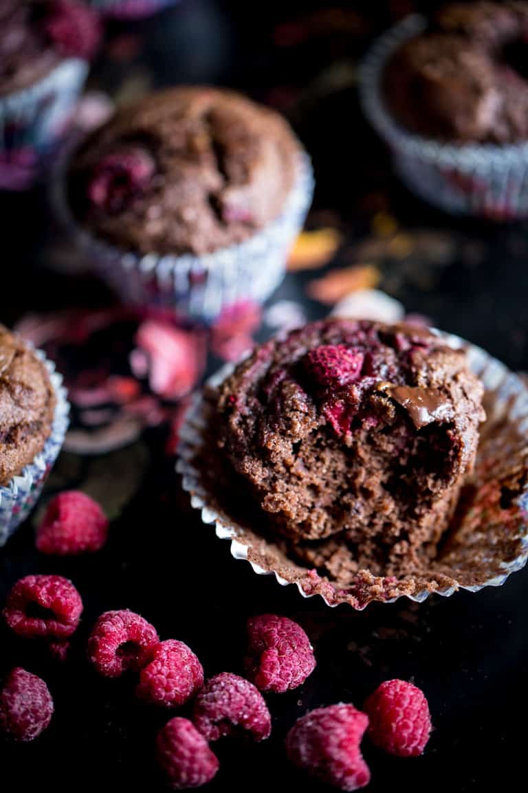 A partly eaten Paleo Chocolate Muffins  