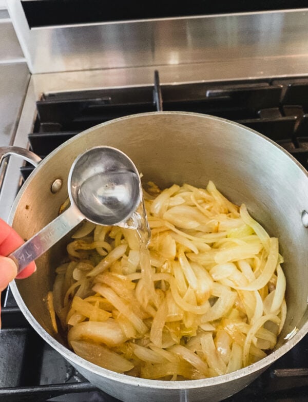 add water to the onions as they cook