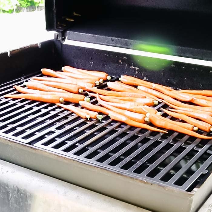Grill the carrots on the hot side of the grill