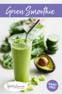 green smoothie with avocado and swiss chard