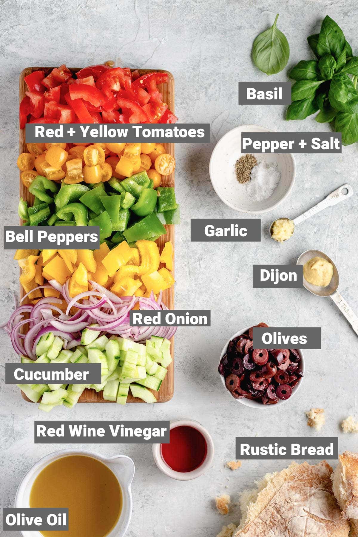 ingredients with captions