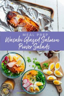 Salmon Power salad in glass containers