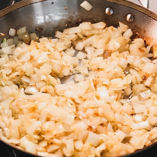 Saute the onions and garlic until they start to brown