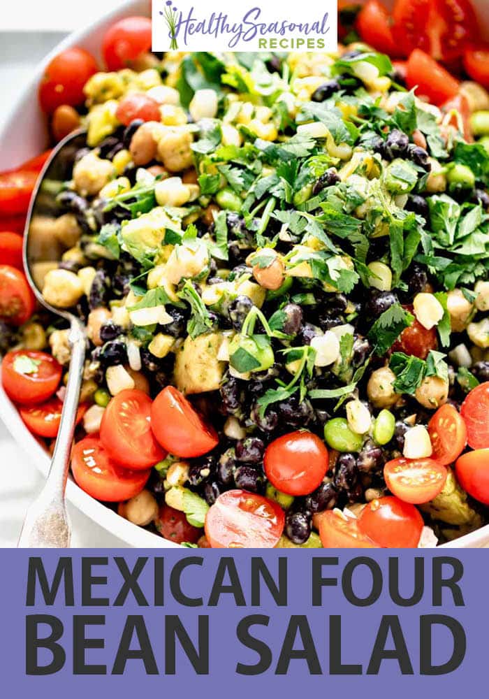 Mexican Four Bean Salad with Creamy Avocado Dressing