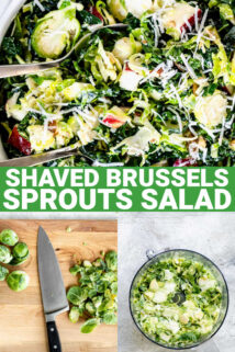 collage of shaved brussels salad with text overlay