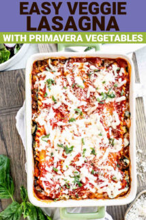 Easy veggie lasagna with text overlay