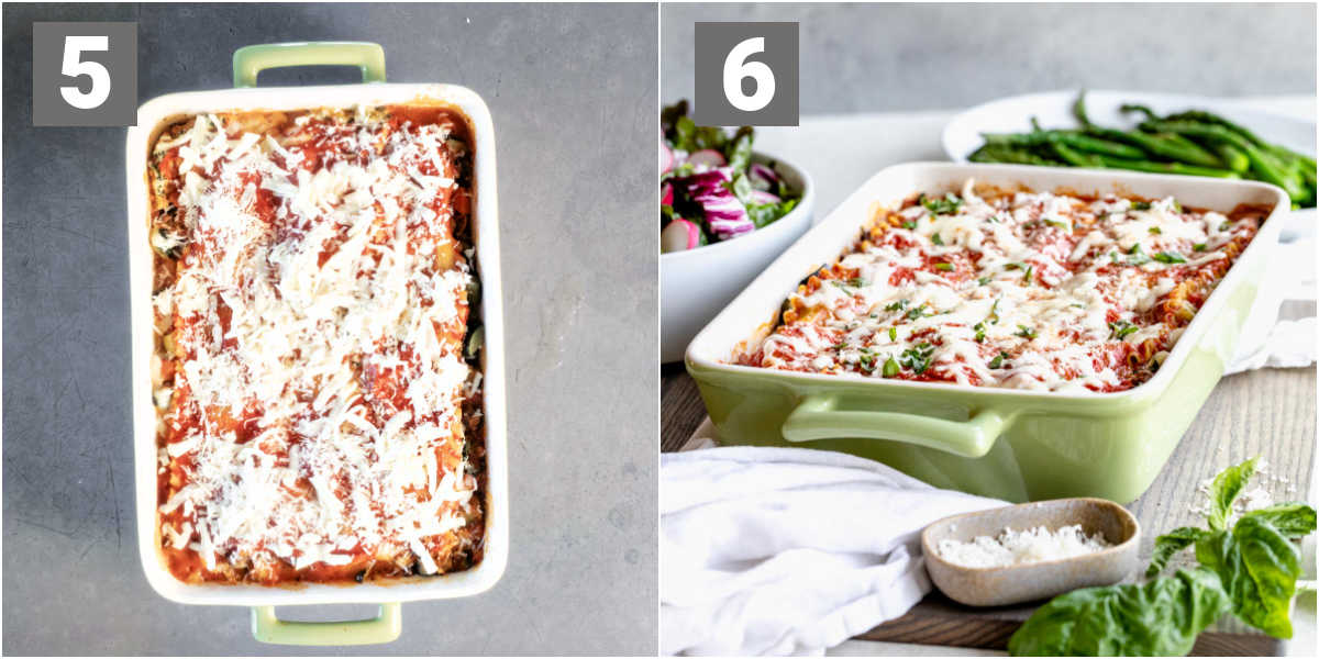 Vegetable lasagna primavera steps 5 and 6