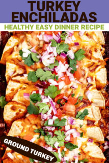 Turkey enchiladas with text overlay