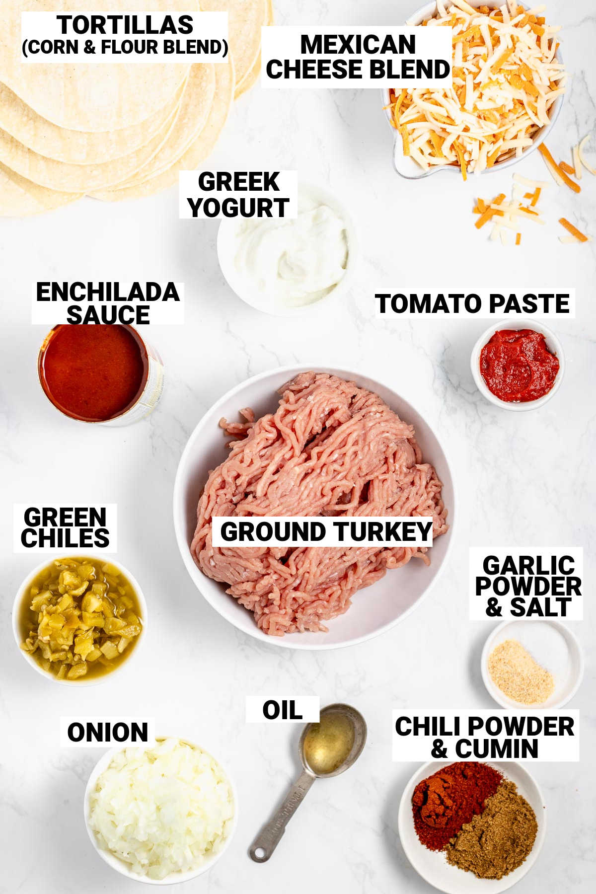 the ingredients on a white table with text overlay