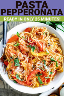 pasta peperonata with anchovies and capers made in only 25 minutes
