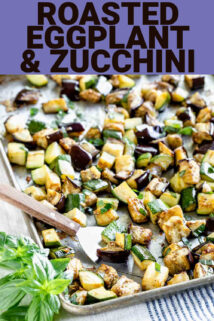 eggplant and zucchini on a baking sheet