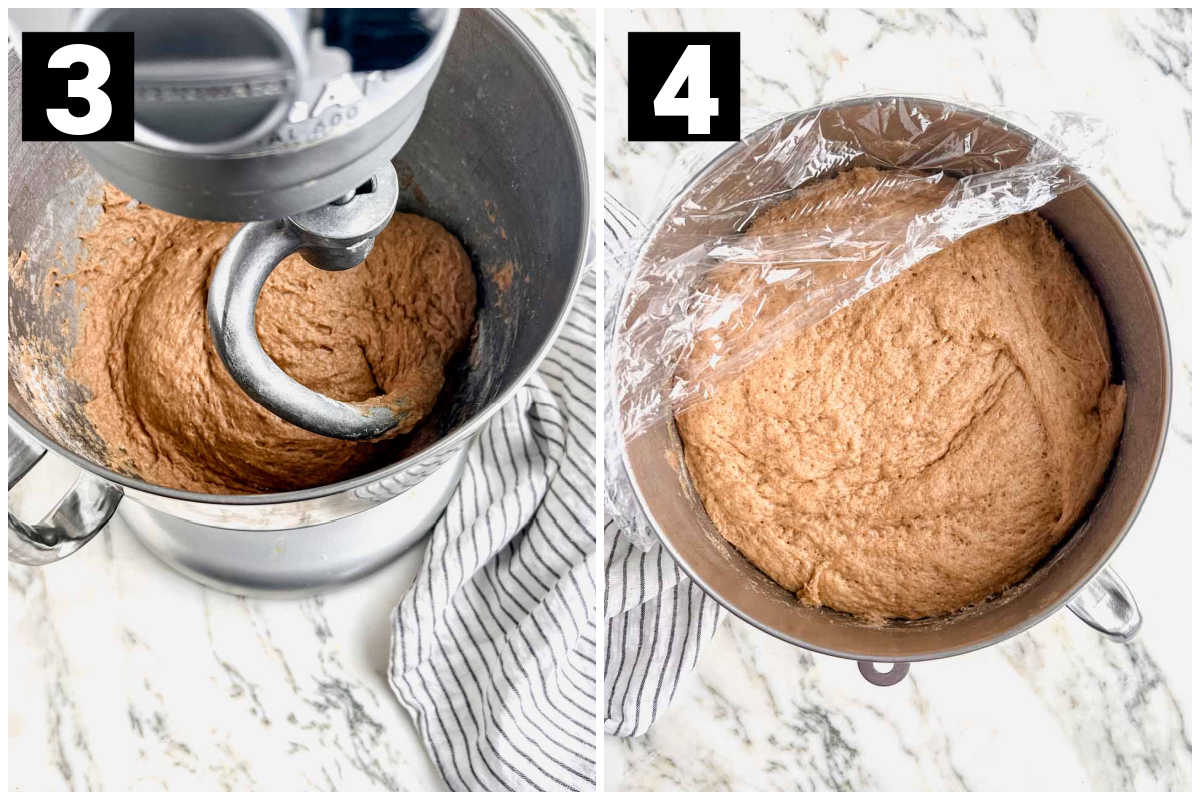 mix the dough and allow it to proof while covered with plastic wrap