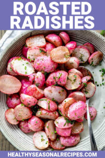 baked radish with text overlay