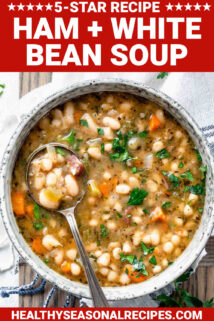 ham and white bean soup with text overlay