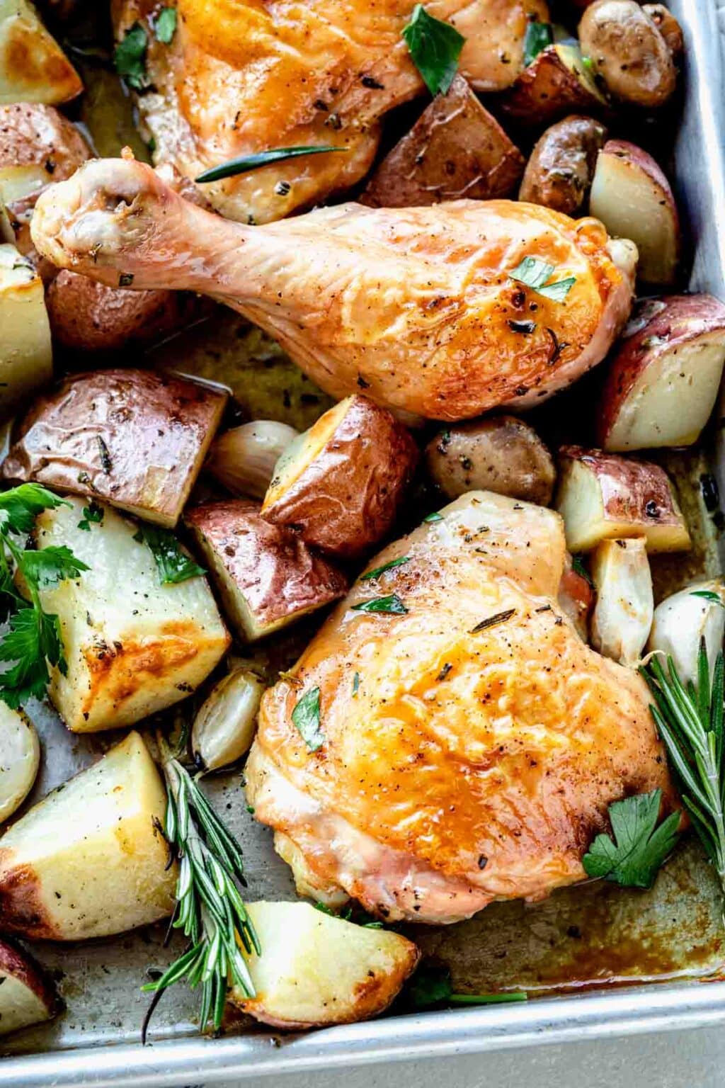 One Pan Roasted Chicken and Potatoes Healthy Seasonal Recipes
