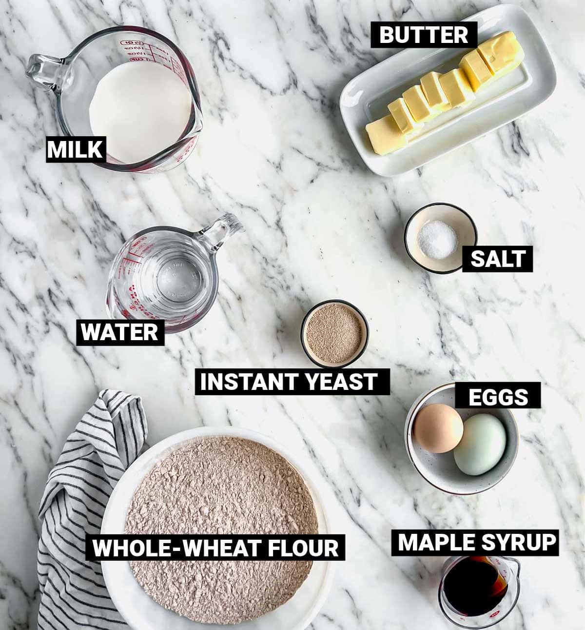 the ingredients on a marble countertop with text overlay