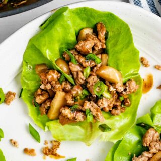 close-up of one 5 ingredient ground turkey lettuce wrap
