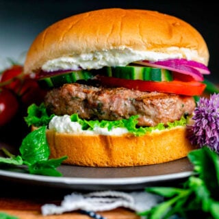 Garlic Herb Lamb Burger looking extremely delicious