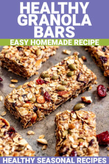 healthy granola bars with text overlay
